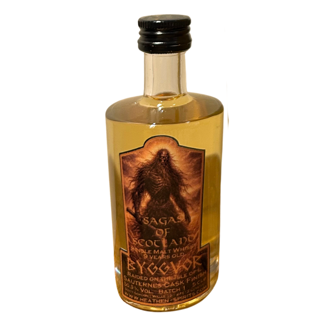 5cl SAMPLE: BYGGVOR – Islay Single Malt Whisky | Sauternes Cask | 9 Years Old | 50,9% Vol. | Sagas of Scotland Bottling No.4