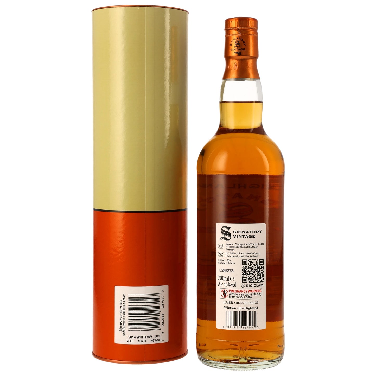 Whitlaw 2014/2024 Signatory Vintage - Copper | Orkney Single Malt Whisky | Rechar Butts | 10 Years Old | 46% Vol. | 0,7l