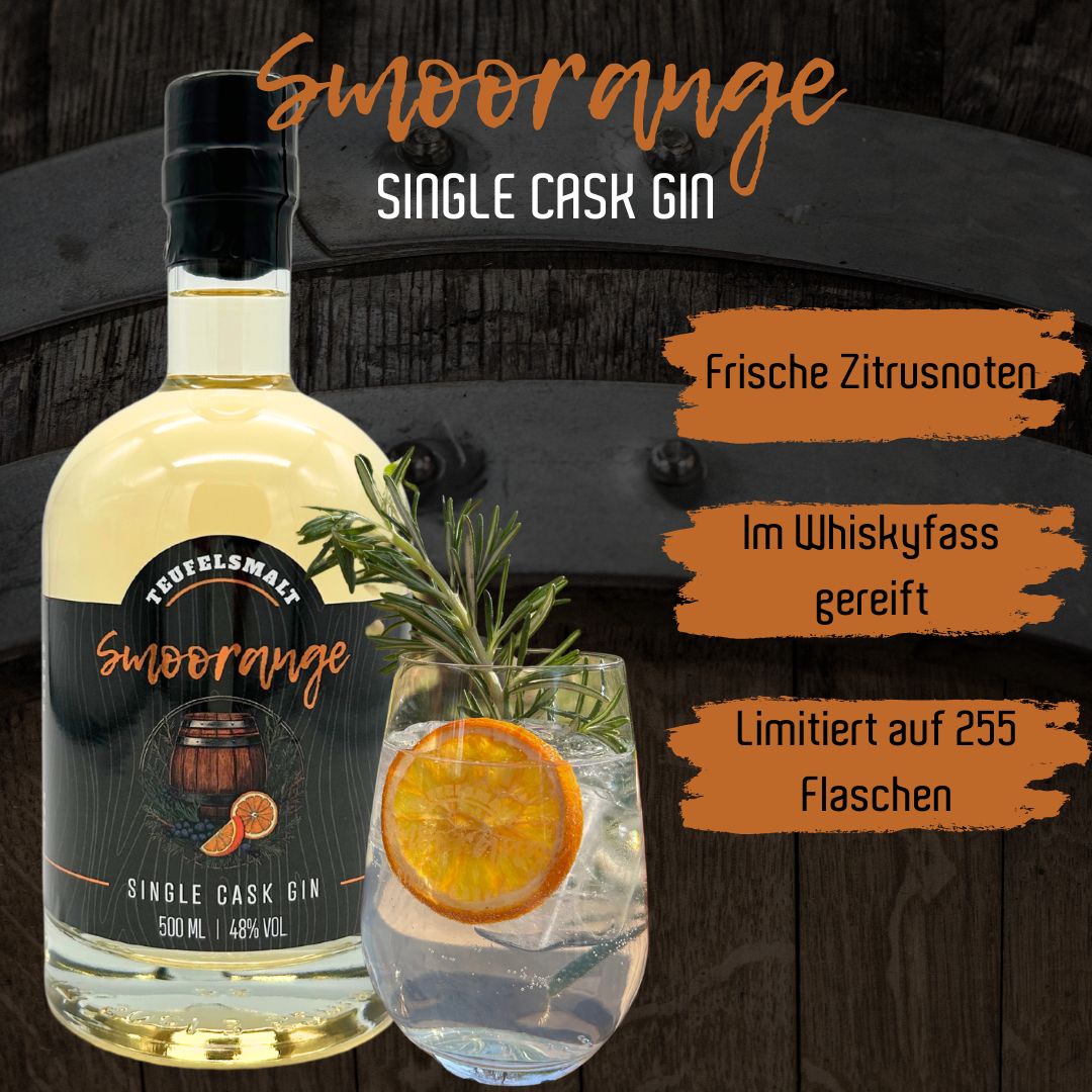 Smoorange - Single Cask Gin | Islay Quarter Cask Aged Gin | 48% Vol. | 0,5l