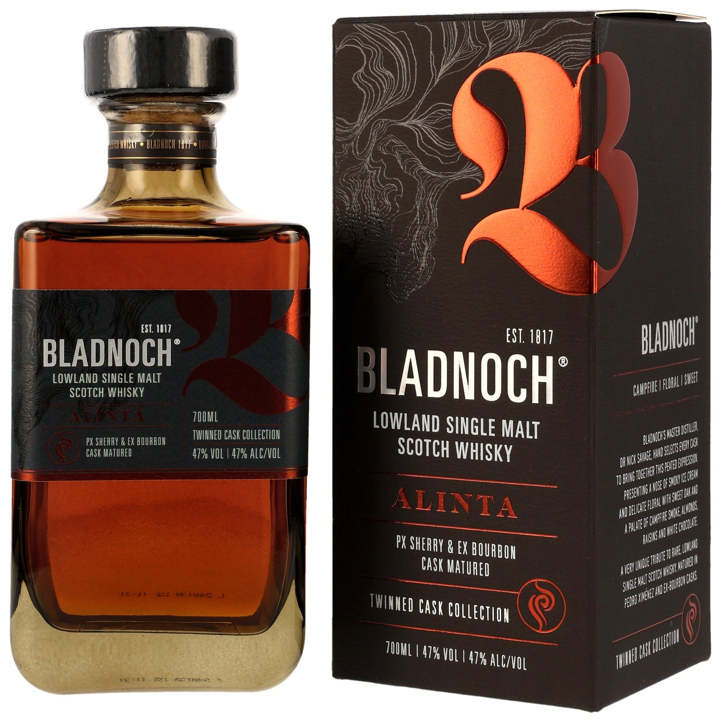 Bladnoch Alinta Peated | Lowland Single Malt Whisky | PX Sherry & Bourbon Cask | 47% Vol. | 0,7l