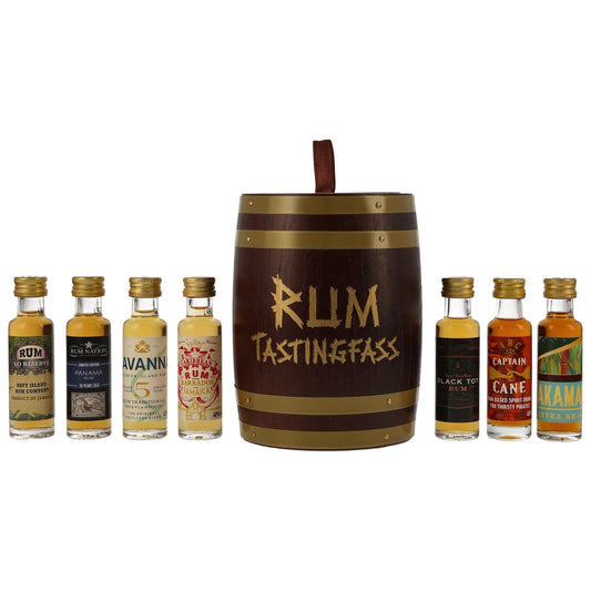 Rum Tasting Fass 7x 0,02l | Rum Probe-Set | Verschiedene Regionen | 40-45% Vol. | 7x 0,02l